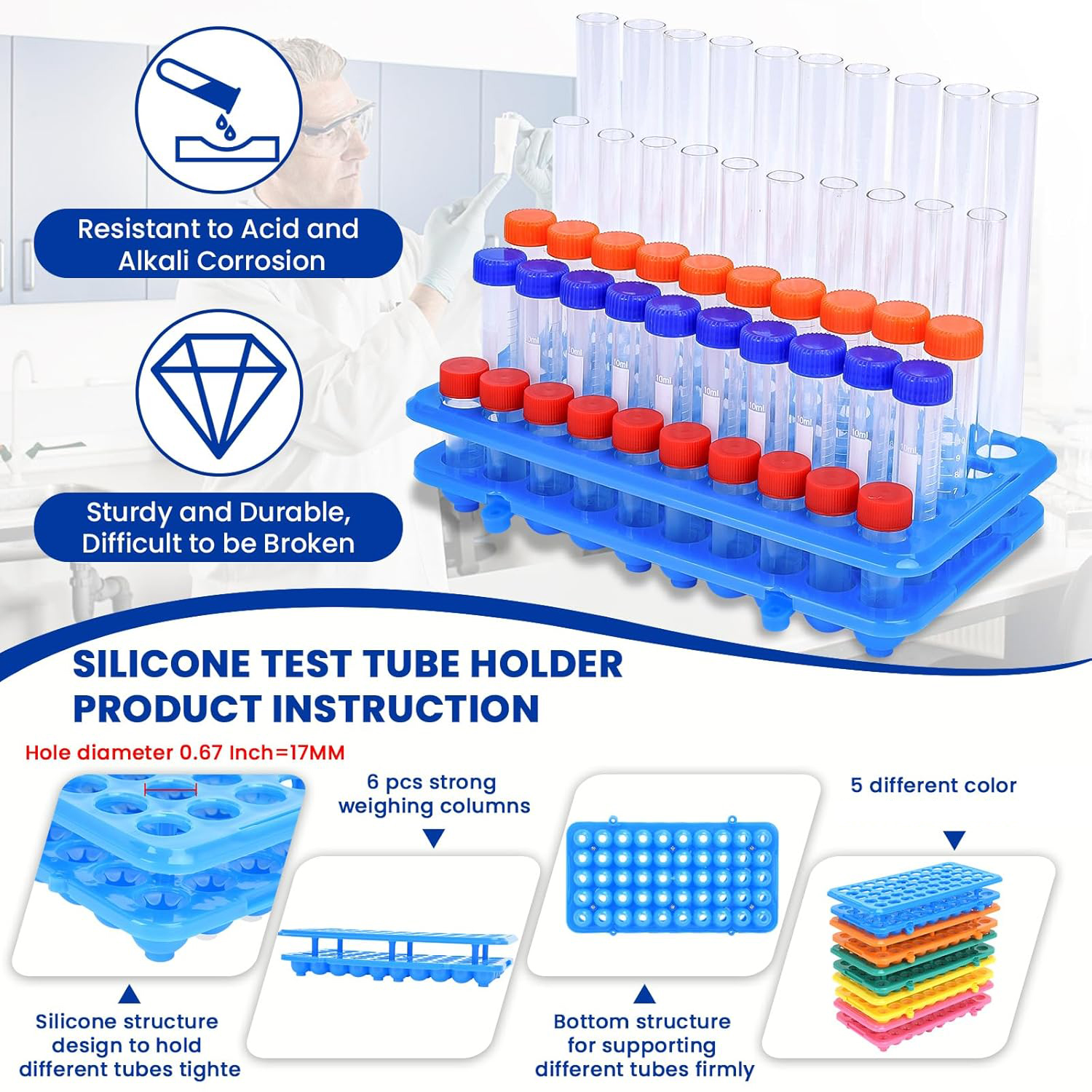 Plastic Test Tube Rack 50-Hole - Centrifuge Tube Rack avaliação e preço