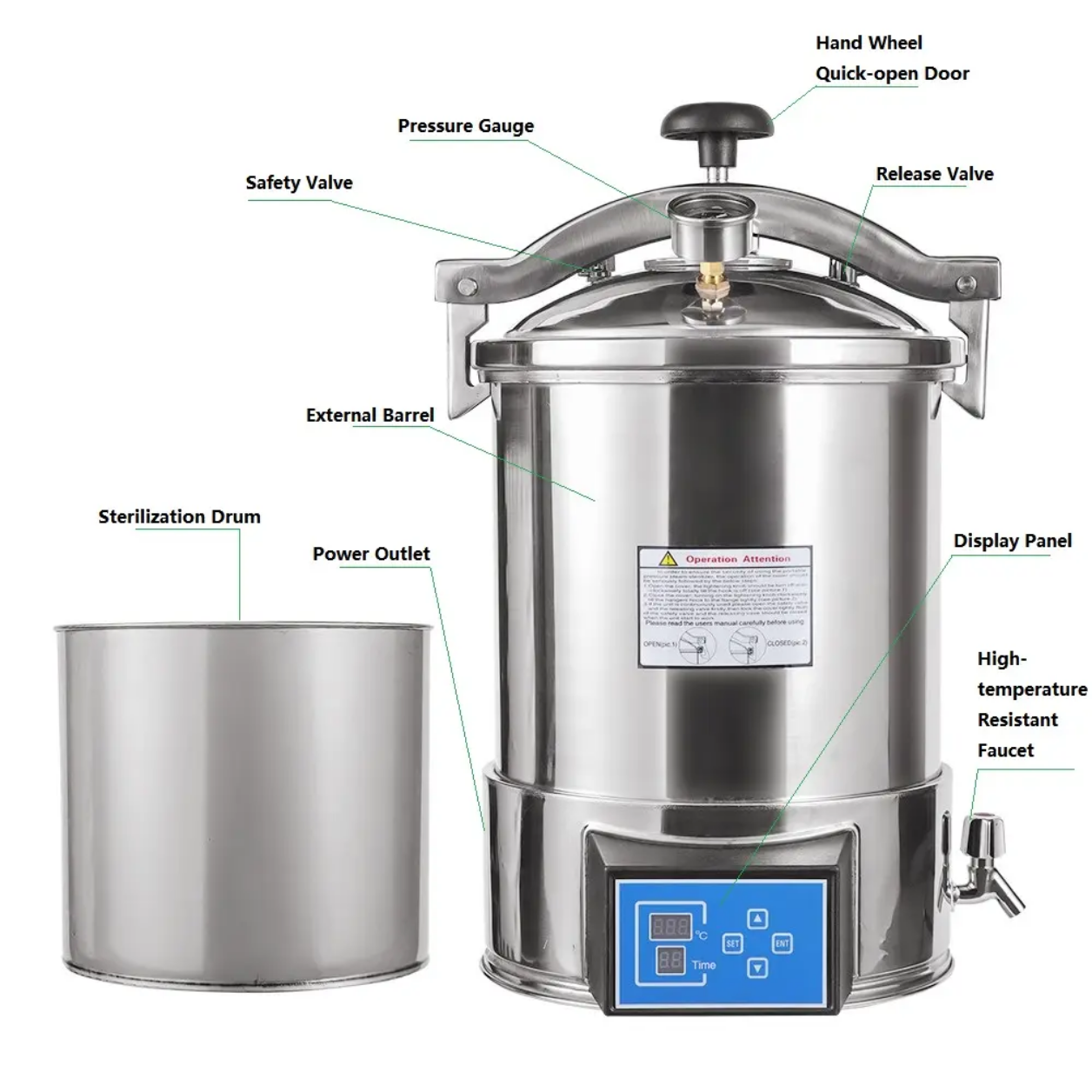 24L Portable Autoclave with Di - Medical Lab Furniture avaliação e preço